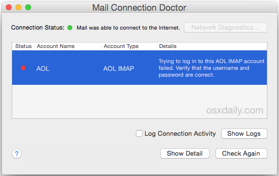 verizon aol email mac os asking for password